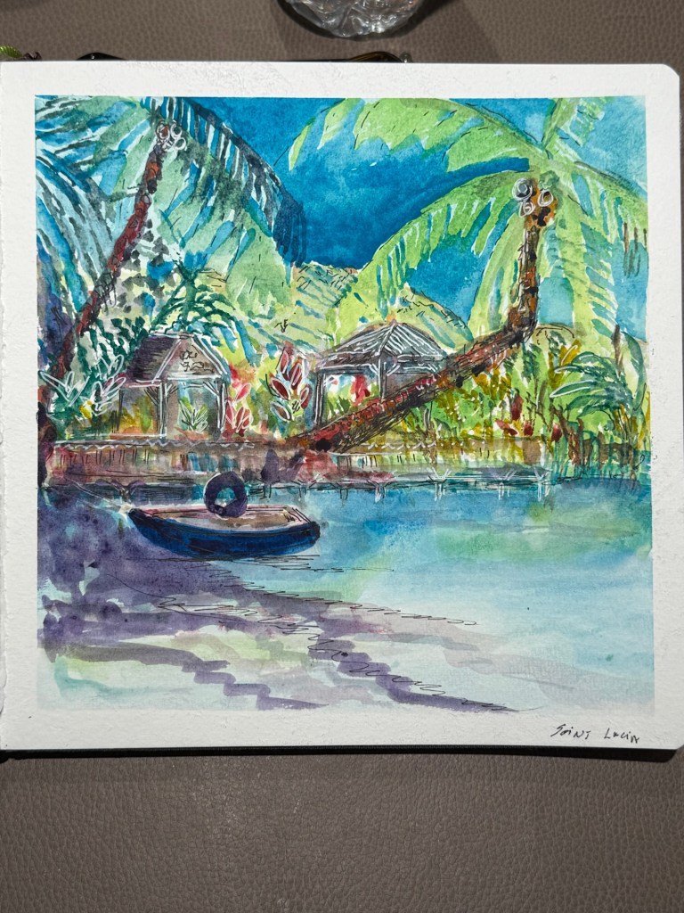 Saint Lucia watercolor by Penny S. Shanks
